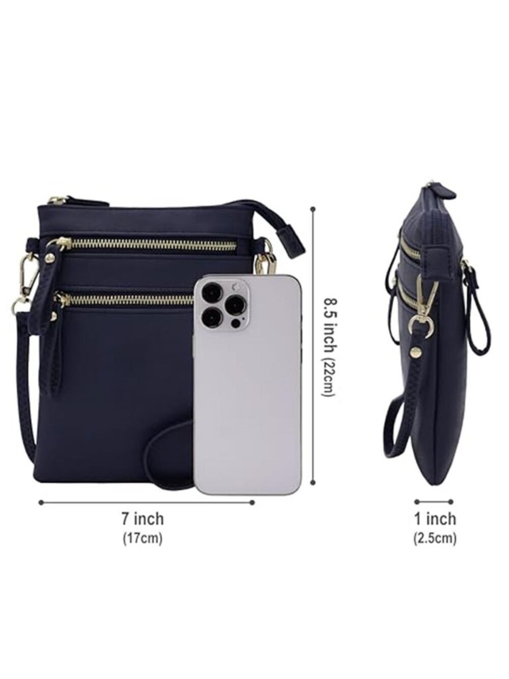 Crossbody Bag Multi Pocket Faux Leather Shoulder Purse Phone Wallet Handbag Zip - Picture 6 of 7